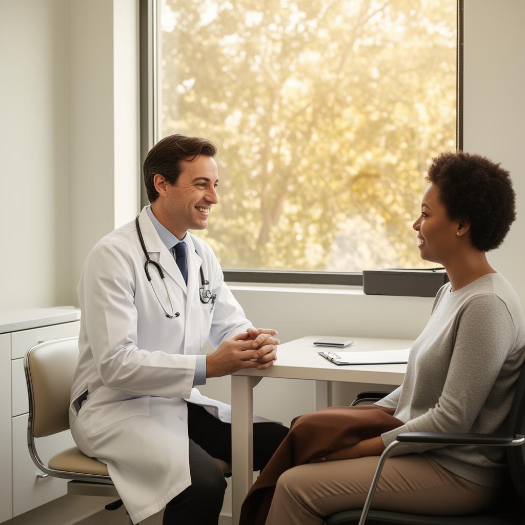 Doctor speaking warmly with a patient